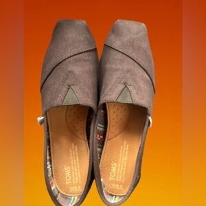 TOMS brown Canvas Slip-Ons